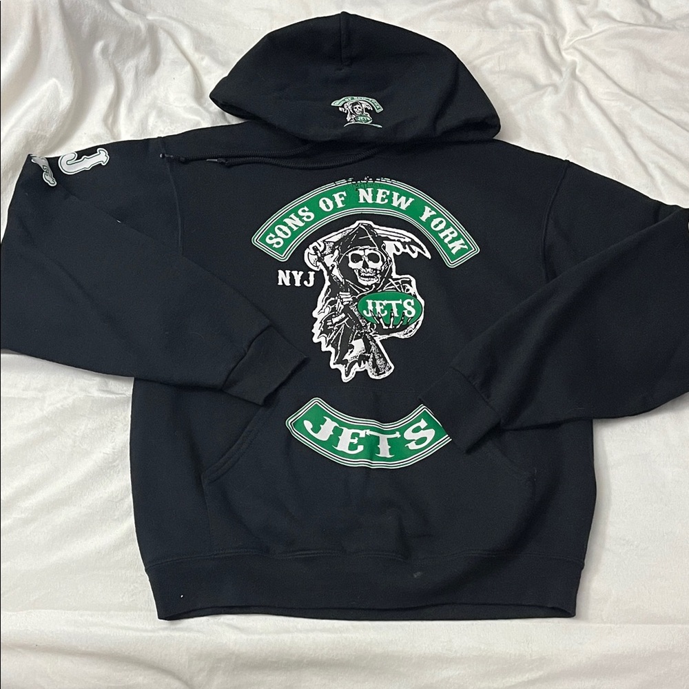 Jerzees Black NuBlend Hooded Sweatshirt - Logo Tag Detail
